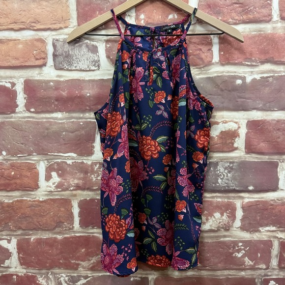 Stitch Fix Tops - Stitch Fix Papermoon Halter Top Women's M Blue Multicolor Boho Floral Shirt